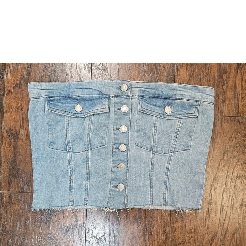 Jean Tube Crop Top Size Large New Blue